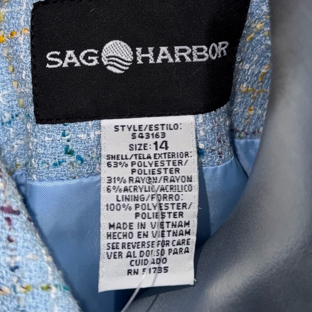 Sag Harbor Light Blue Tweed Blazer Jacket - Picture 5 of 5
